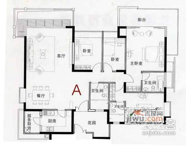 半山兰溪谷一期5室3厅3卫户型图|半山兰溪谷一期5房3厅3卫户型图_南山