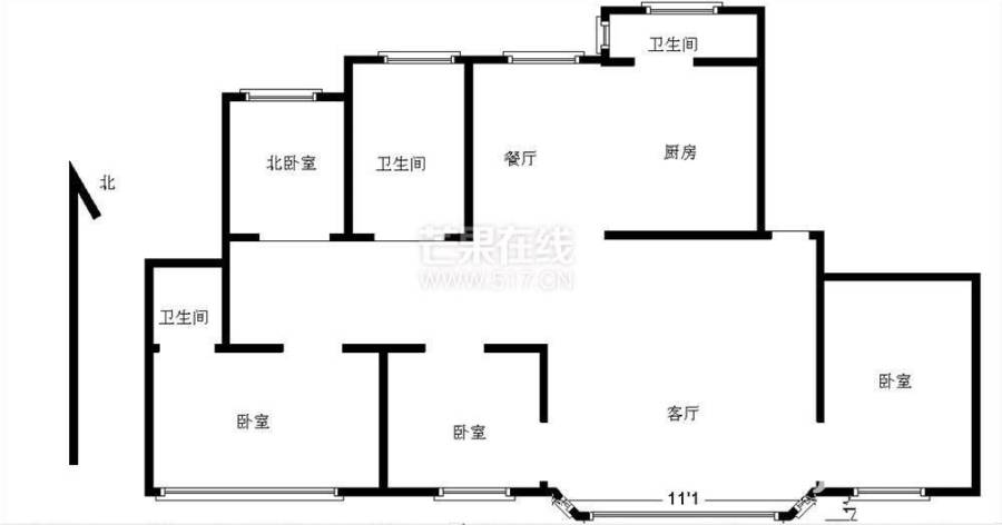 第一城4室2厅3卫236㎡户型图