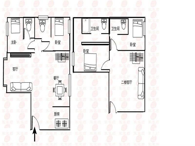 富和名都一期4室2厅4卫223㎡户型图