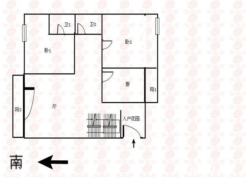 富和名都一期5室2厅3卫223㎡户型图