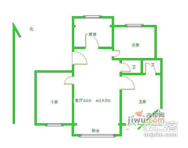 新龙城3室1厅2卫154㎡户型图