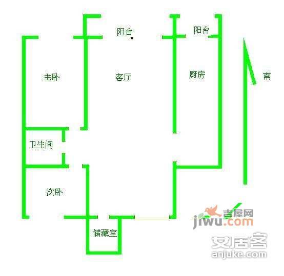 新龙城2室1厅1卫103㎡户型图