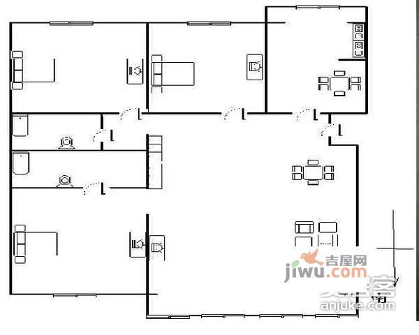 天通苑北一区3室1厅2卫943㎡户型图