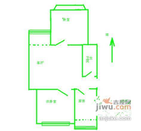 玉桥南里2室2厅1卫96㎡户型图