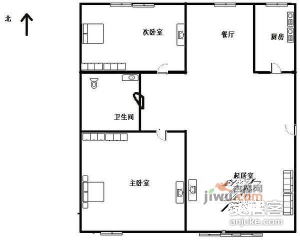 官苑8号小区2室2厅1卫106㎡户型图