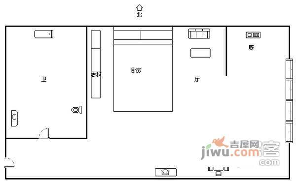 官苑8号小区1室0厅1卫40㎡户型图