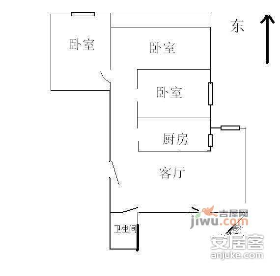 富贵园三区2室1厅1卫85㎡户型图