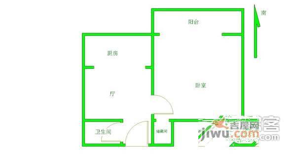 二七剧场路东里1室0厅1卫户型图