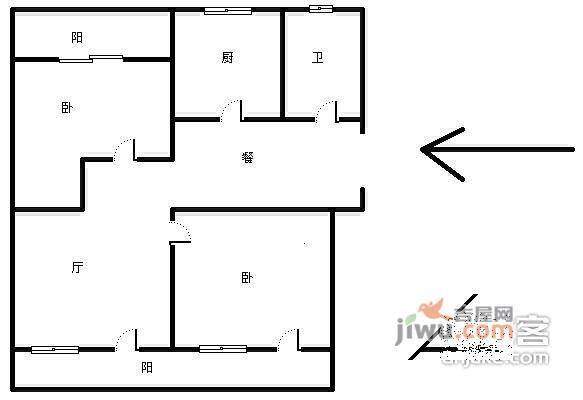 龙兴园北区3室1厅1卫132㎡户型图