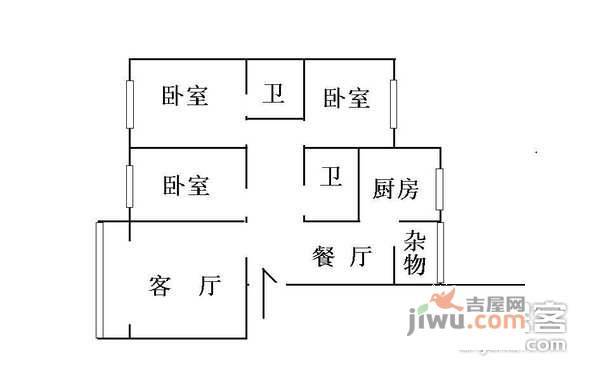 龙兴园北区4室2厅2卫210㎡户型图