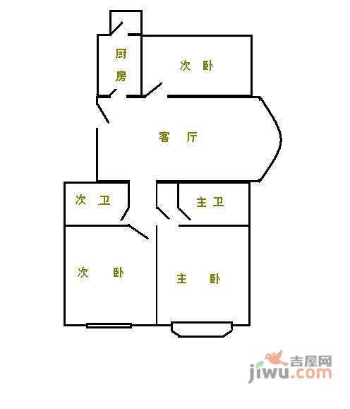 汤泉逸墅3室1厅1卫166㎡户型图