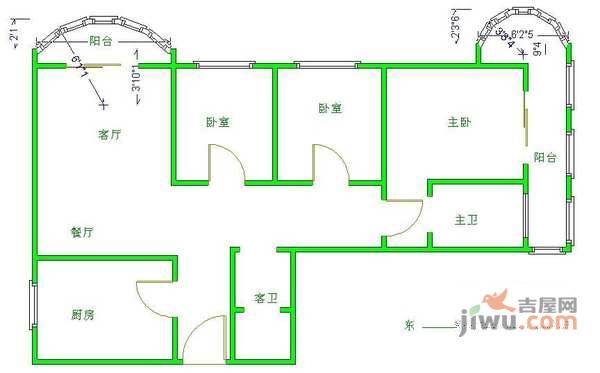 亚运豪庭3室2厅2卫189㎡户型图