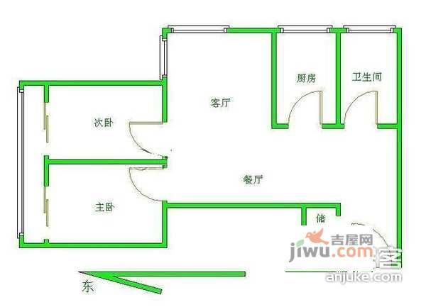 亚运豪庭2室1厅1卫110㎡户型图