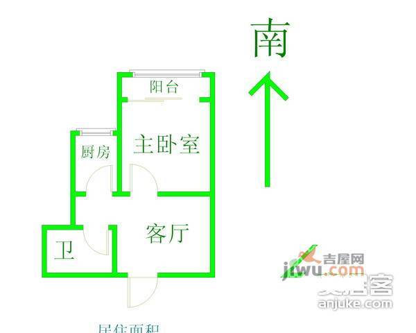 东木樨园1室1厅1卫47㎡户型图