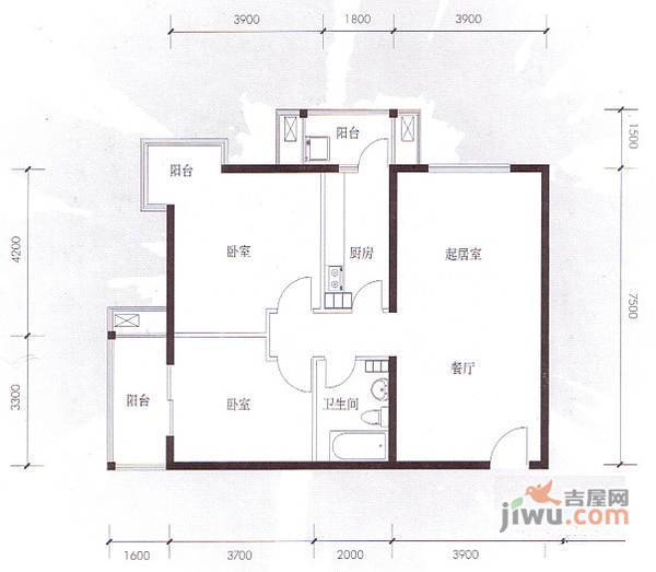 名都家苑2室2厅1卫117㎡户型图