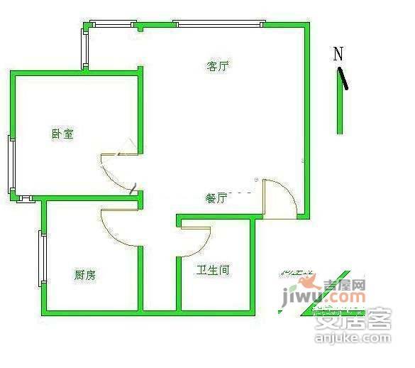 傲城天翠园1室1厅1卫76㎡户型图