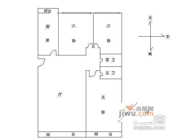 长河湾一期3室2厅2卫147㎡户型图