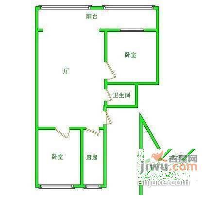 长河湾一期2室1厅1卫78㎡户型图