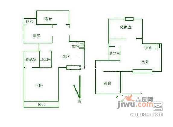 草桥欣园2室2厅2卫113㎡户型图