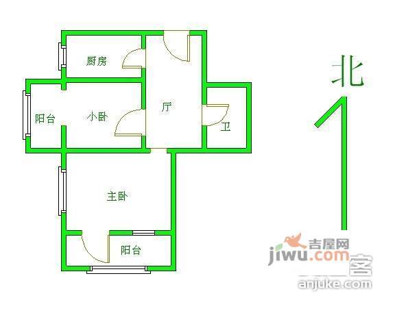 安贞里一区2室1厅1卫64㎡户型图