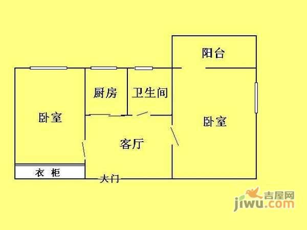 安贞里一区2室1厅1卫64㎡户型图