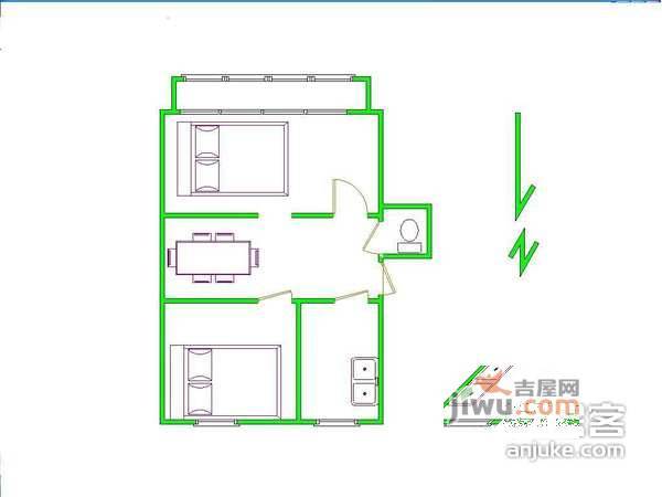 安贞里一区2室1厅1卫64㎡户型图