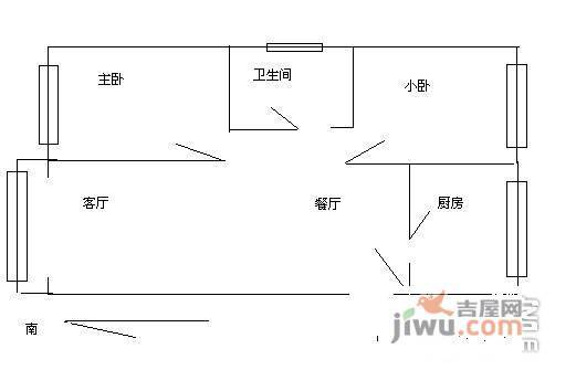 新月家园2室2厅1卫113㎡户型图