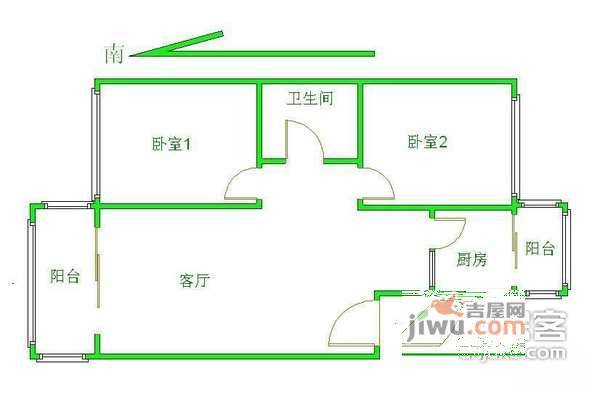 新月家园2室1厅1卫93㎡户型图