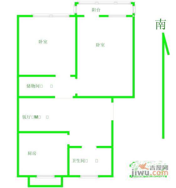 光明楼小区3室1厅1卫84㎡户型图