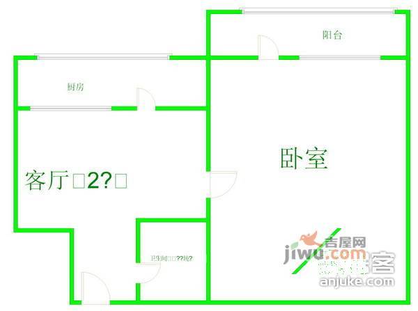 光明楼小区1室1厅1卫46㎡户型图