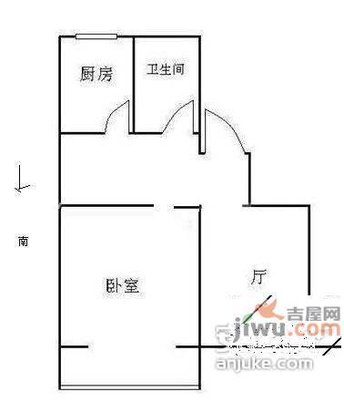 光明楼小区2室1厅1卫52㎡户型图