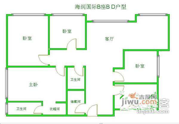 海润国际公寓4室2厅2卫245㎡户型图