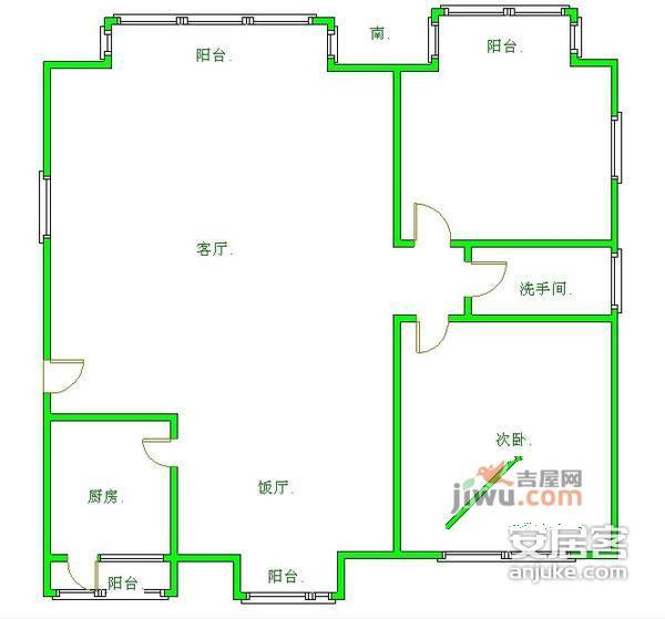 碧桐园2室1厅1卫125㎡户型图