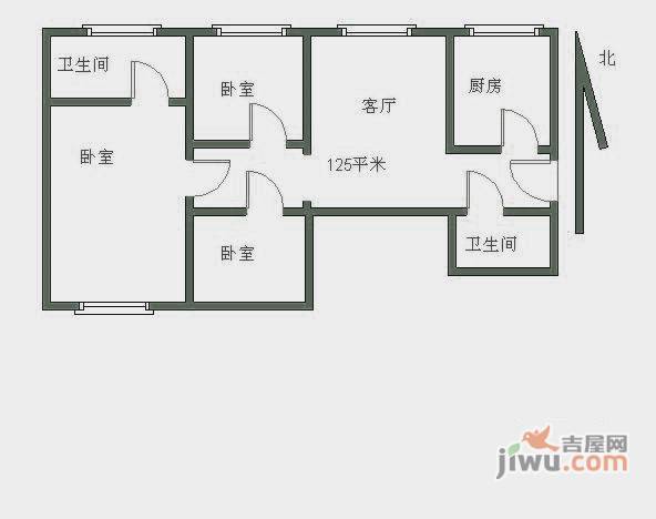民岳家园3室1厅1卫115㎡户型图