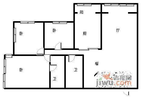 万润家园3室2厅2卫139㎡户型图