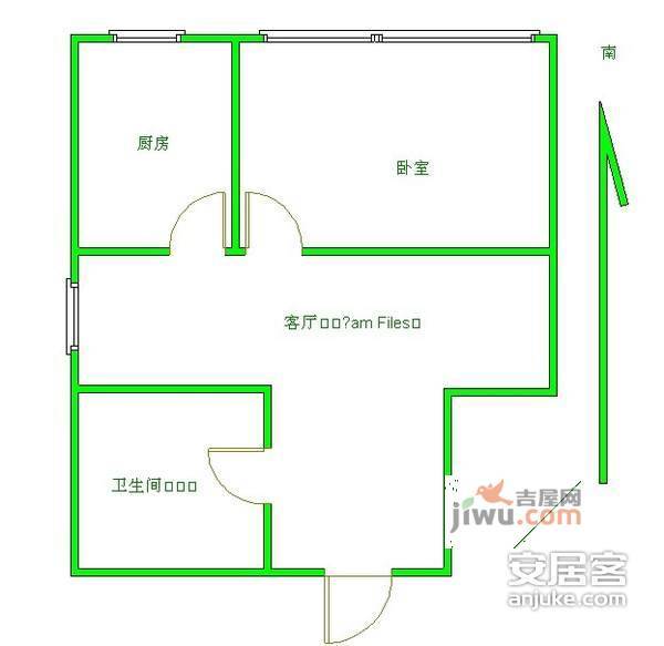 北广家园1室1厅1卫57㎡户型图