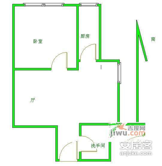 北广家园1室1厅1卫57㎡户型图