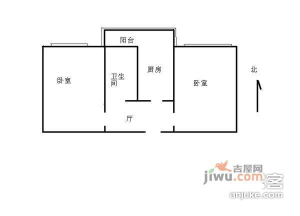 石园西社区2室1厅1卫63㎡户型图