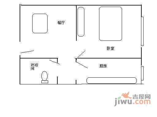 国英园小区1室1厅1卫61㎡户型图