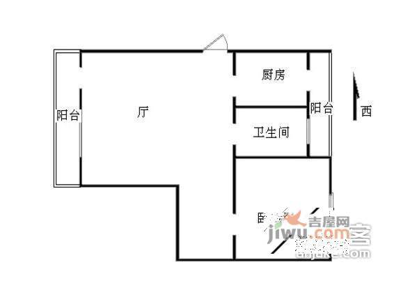 国英园小区1室1厅1卫61㎡户型图