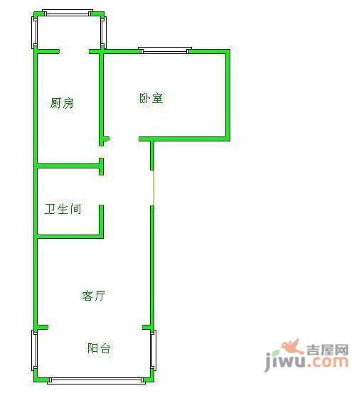 兴海家园月苑1室1厅1卫65㎡户型图