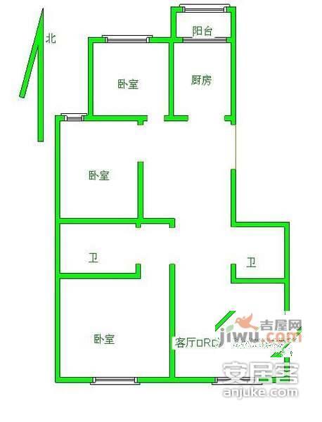 兴海家园月苑3室2厅2卫141㎡户型图