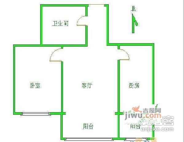 兴海家园月苑1室1厅1卫65㎡户型图