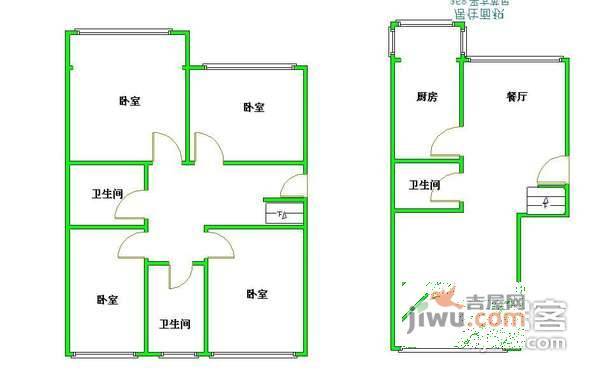 天鸿美域北区4室2厅3卫243㎡户型图