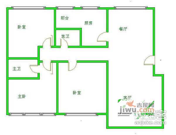 大西洋新城C区3室2厅2卫153㎡户型图