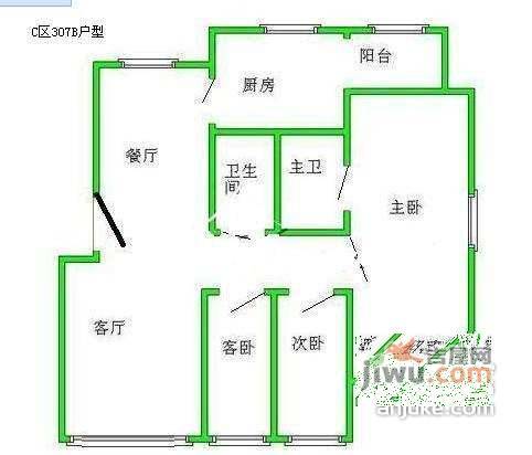 大西洋新城C区3室2厅2卫153㎡户型图