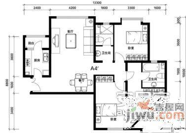 双花园南里3室1厅2卫122㎡户型图