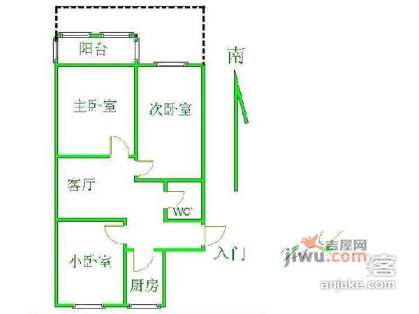 展春园小区3室1厅1卫86㎡户型图