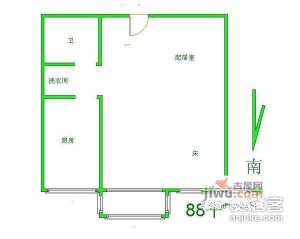 傲城天乐园1室1厅1卫96㎡户型图