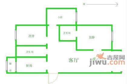 清欣园3室2厅1卫138㎡户型图